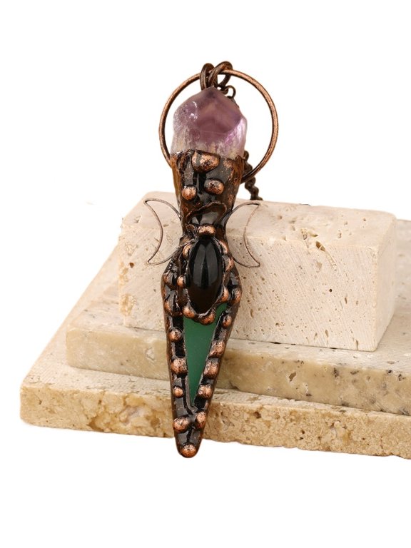 Natural Agate Arrowhead Pendant Necklace Raw Crystal Boho Tribal Jewelry for Women, Spiritual Protection Amulet