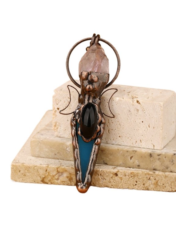 Natural Agate Arrowhead Pendant Necklace Raw Crystal Boho Tribal Jewelry for Women, Spiritual Protection Amulet