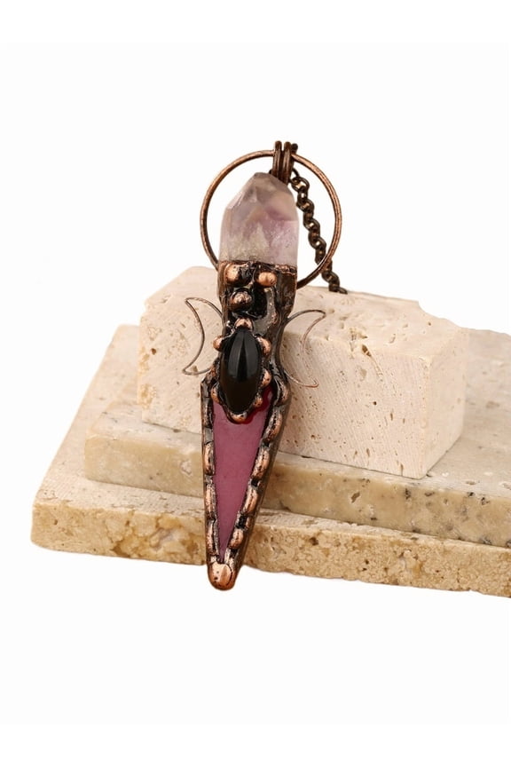 Natural Agate Arrowhead Pendant Necklace Raw Crystal Boho Tribal Jewelry for Women, Spiritual Protection Amulet