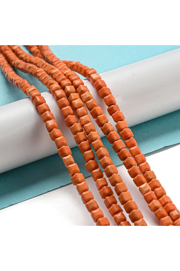 Natural Agate Beads Strands Dyed Cube Coral 4.5x4.5x4.5mm Hole: 1.2mm about 88pcs/strand 15.04''(38.2cm) Natural Agate