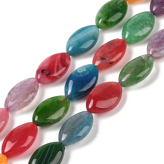 Natural Agate Beads Strands Dyed Heated Horse Eye Mixed color 19.5x12x6mm Hole: 1.2mm 21pcs/strand 16.34''(41.5cm)