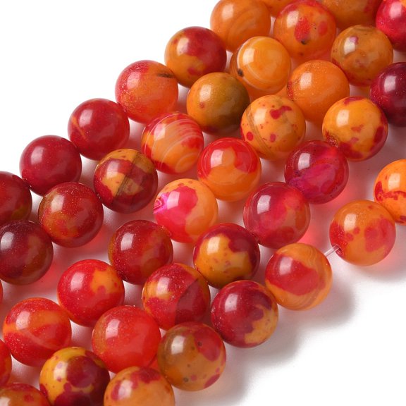 Natural Agate Beads Strands Dyed Heated Round FireBrick 10~10.5mm Hole: 0.7mm 38pcs/strand 14.76''(37.5cm)