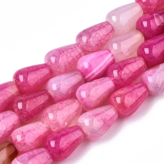 Natural Agate Beads Strands Dyed & Heated Teardrop Hot Pink 14x10mm Hole: 1mm about 28pcs/strand 15.35 inch(39cm)
