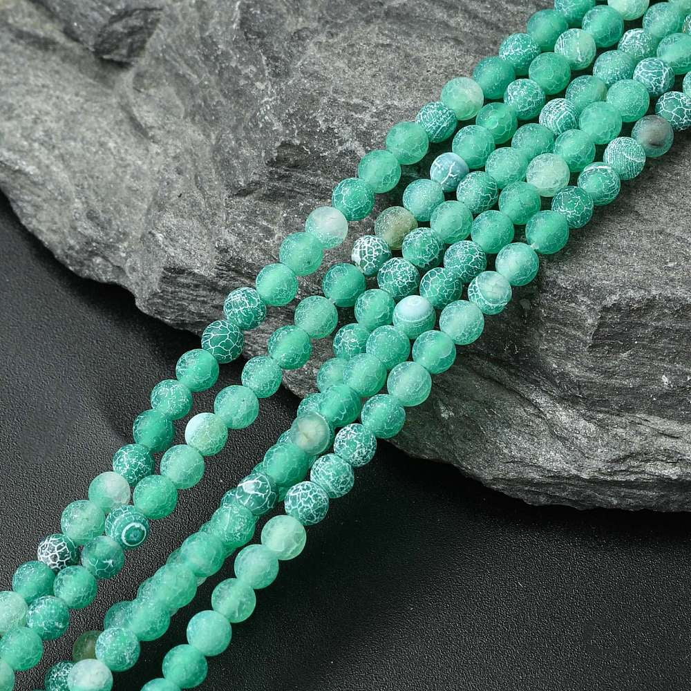 Natural Agate Beads Strands Dyed Round Grade A Green 4mm Hole: 0.8mm 93pcs/strand 14.5 inch