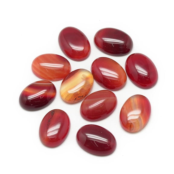Natural Agate Cabochons Dyed Oval FireBrick 14x10x4~5mm