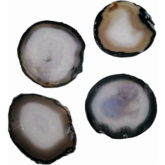 Natural Agate Coasters Set of  Irregular Circle Stone Drink Coasters with Rubber Unique Home Decor