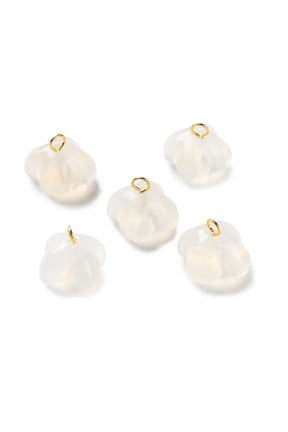 Natural Agate Flower Charms with Golden Tone Brass Loops 9.5~10x9.5~10.5mm Hole: 2mm