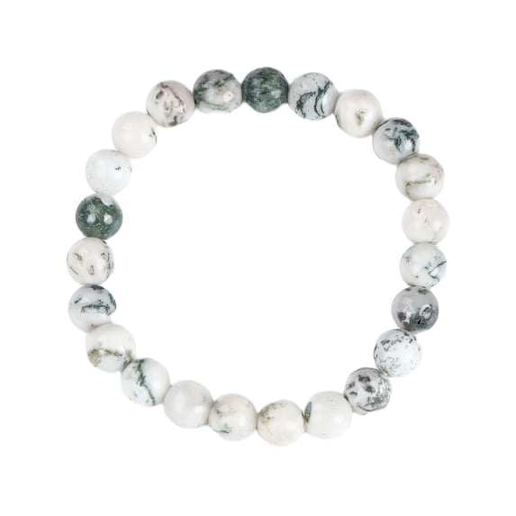 Natural Agate Gemstone Stretch Beads Bracelet Fashionable and Trendy. Many Colors To Choose From. (Tree Pattern Agate)