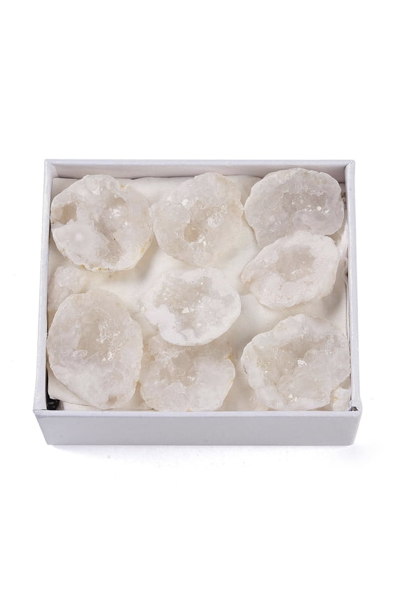 Natural Agate Geode Cornucopia Mineral Specimen Raw Cluster Healing Home Decor Gift with Paper Box 24-36.5x24-31x9-10mm