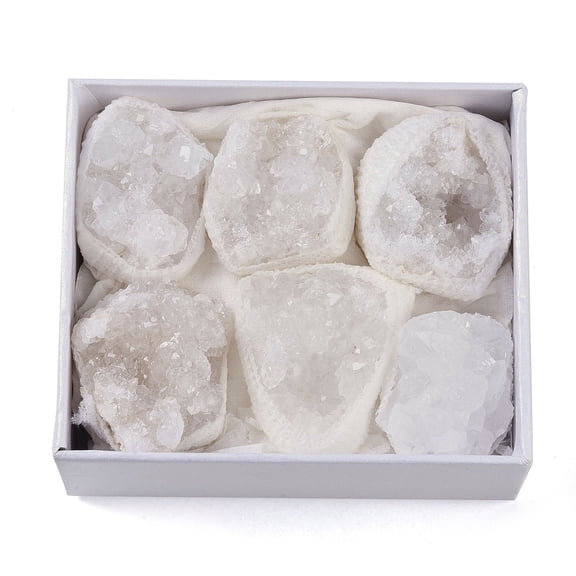 Natural Agate Geode Cornucopia Mineral Specimen Raw Cluster Healing Home Decor Gift with Paper Box 31~41x27~36.5x16.5~24mm