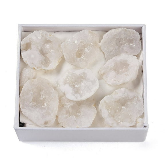 Natural Agate Geode Cornucopia Mineral Specimen Raw Crystal Cluster Healing Crystal Home Decor Gift with Paper Box 24~36.5x24~31x9~10mm