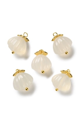 Natural Agate Shell Shaped Pendants with Golden Tone Brass Findings 16~16.5x12.5~13.5x8.5~9.5mm Hole: 1.8mm diy