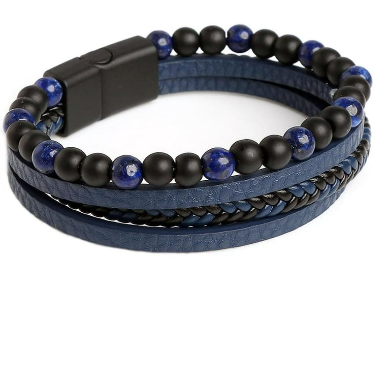 Natural Agate Leather Bracelet, Volcanicx Wellness Bracelet