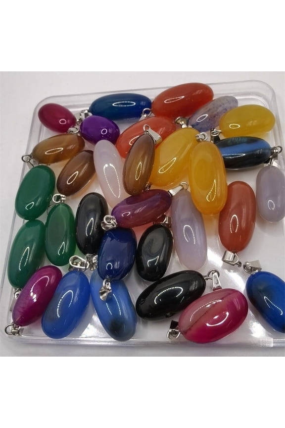Natural Agate Unshaped Pendant Colorful Smooth Ornament Accessories