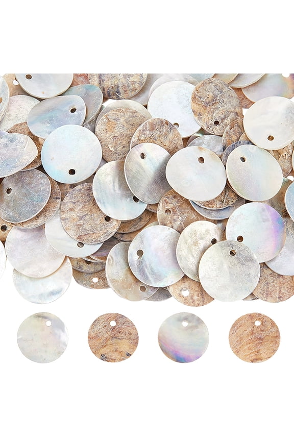 Natural Akoya Shell Disc Charms Coffee 15x1.5mm Hole: 1.4mm diy