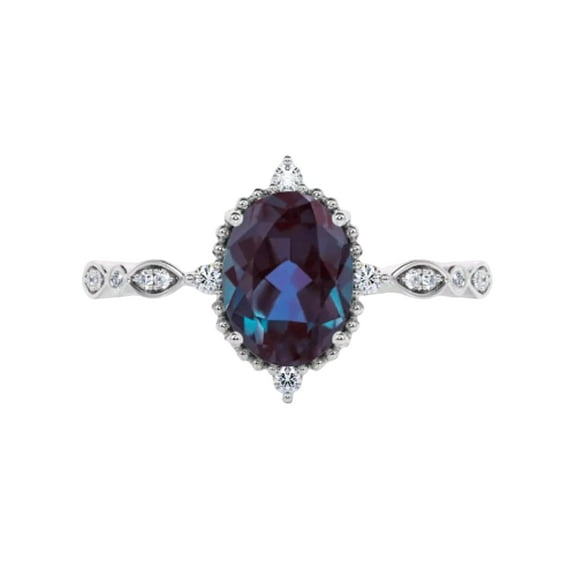 Natural Alexandrite Ring, AAA Alexandrite Gemstone Ring, June Birthstone, Zircon Ring, Womens Ring, Gold Micron, 925 Sterling Silver, Solitaire Ring, Minimalist Stacking jewelry, Engagement Gift Ring