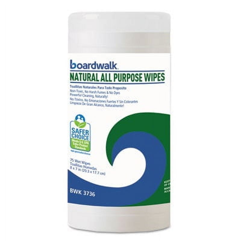 Natural All Purpose Wipes, 7 x 8, Unscented, 75/Canister