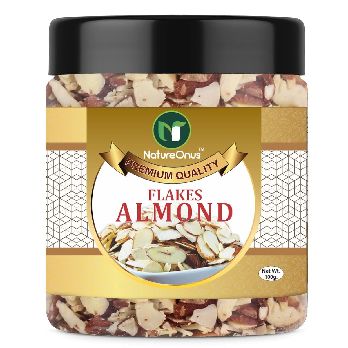Natural Almond Blanched Sliced Almond By Natureonus 100gm, | Rich In Protein Fiber & Healthy Dry Fruits Good For Skin Health | 3.5 Ounce | Jar Pack