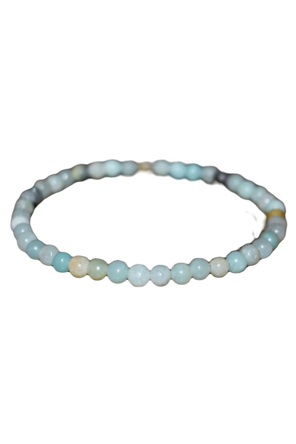 Natural Amazonite 4mm Round Shape Smooth Cut Beads Stretchable Bracelet For Men & Women. Unisex Bracelet