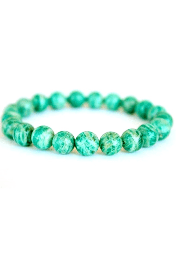 Natural Amazonite 8mm Round Shape Smooth Cut Beads Stretchable Bracelet for Men & Women.