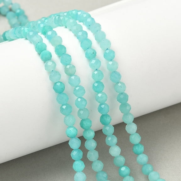 Natural Amazonite Beads Strands Grade A Faceted Round 4mm Hole: 0.5mm about 98pcs/strand 15.7 inch(40cm)
