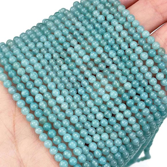 Natural Amazonite Beads Strands Round Grade A 3mm Hole: 0.5mm 136pcs/strand 15.87''(40.3cm)