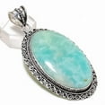 thumbnail image 1 of Natural Amazonite Gemstone 925 Sterling Silver Jewelry Pendant 2.76", 1 of 2