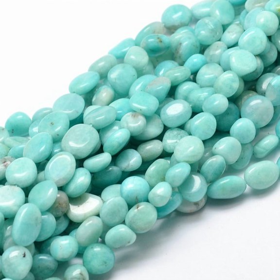 Natural Amazonite Gemstone Nuggets Bead Strands Tumbled Stone 9~12x8~13x5~7mm Hole: 1mm about 15.3 inch~15.7 inch