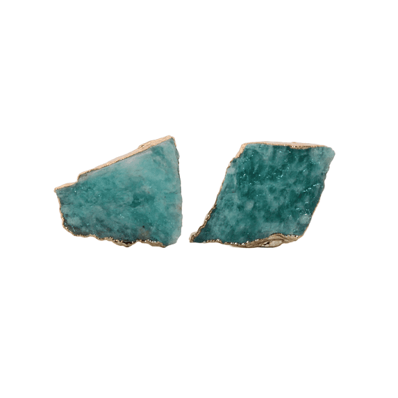 Natural Amazonite Gold Stud Earrings