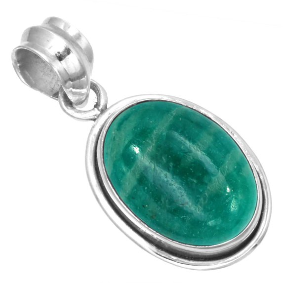 Natural Amazonite Pendant 925 Sterling Silver Handmade Jewelry