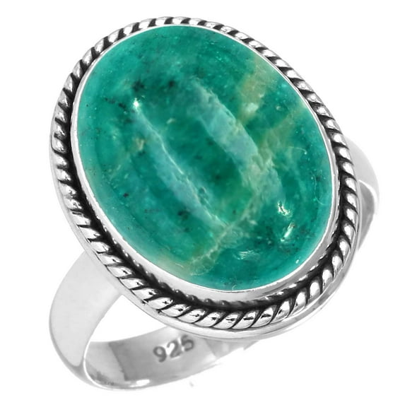 Natural Amazonite Ring 925 Sterling Silver Handmade Jewelry