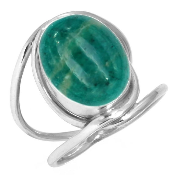 Natural Amazonite Women Jewelry 925 Sterling Silver Ring