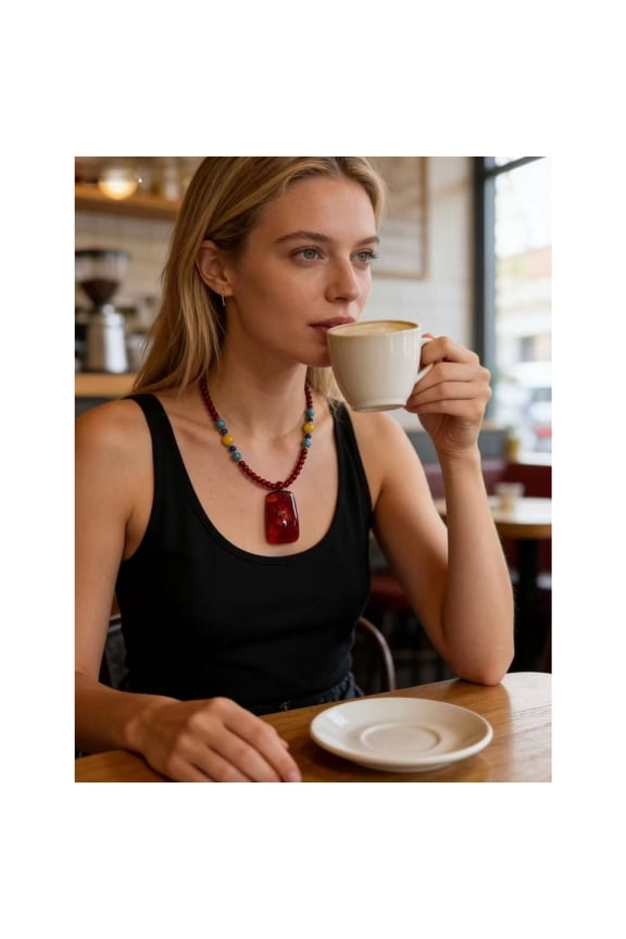 Natural Amber Pendant The Explosive Flower and The Insects Artistic Conception Beautiful Petal Shape Different Flower Pendant for Women (Flowers and insects are randomly sent)