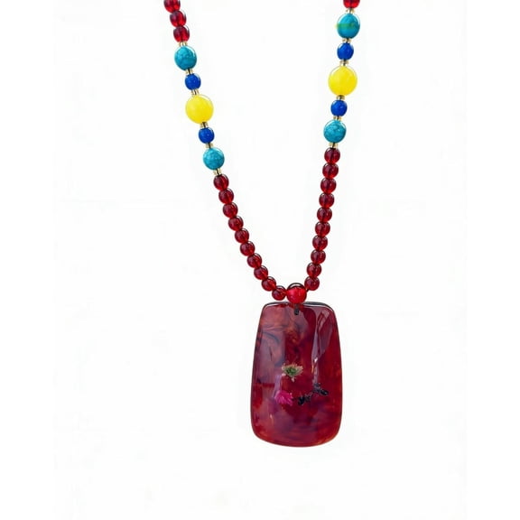 Natural Amber Pendant The Explosive Flower and The Insects Artistic Conception Beautiful Petal Shape Different Flower Pendant for Women (Flowers and insects are randomly sent)