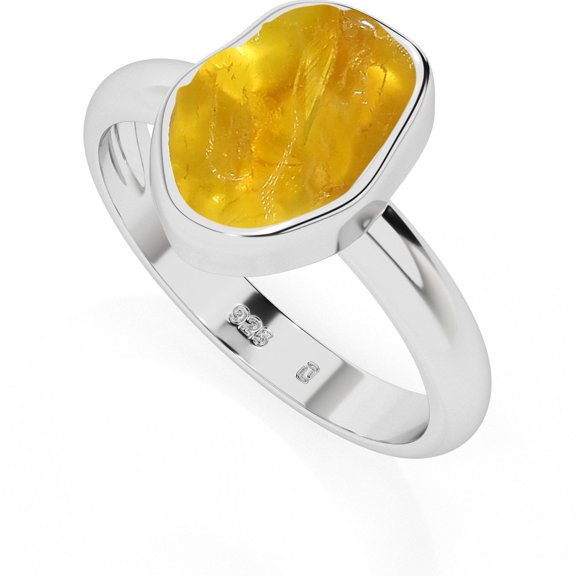 Natural Amber Rough Shape Rings in Sterling Silver for Women, October Birthstone Jewelry for Her Birthday, Wedding Anniversary, Christmas, Mothers Day