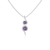 Natural Amethyst 2 Stone Infinity Pendant Necklaces for Women in Sterling Silver,February Birthstone Jewelry Gifts for Her Birthday,Wedding Anniversary,Mothers Day,Christmas,Graduation,Valentines