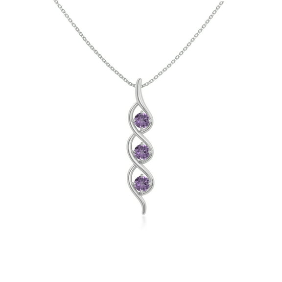 Natural Amethyst 3 Stone Pendant Necklaces for Women in Sterling Silver, February Birthstone Jewelry Gifts for Her Birthday, Wedding Anniversary, Graduation, Christmas, Mothers Day, Valentines