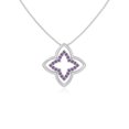 thumbnail image 1 of Natural Amethyst 4 Petal Flower Pendant Necklaces for Women in Sterling Silver, February Birthstone Jewelry Gifts for Her Birthday, Wedding Anniversary, Graduation, Christmas, Mothers Day, Valentines, 1 of 7