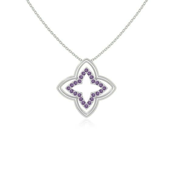 Natural Amethyst 4 Petal Flower Pendant Necklaces for Women in Sterling Silver, February Birthstone Jewelry Gifts for Her Birthday, Wedding Anniversary, Graduation, Christmas, Mothers Day, Valentines