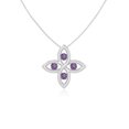 thumbnail image 1 of Natural Amethyst 4 Petal FlowerPendant Necklaces for Women in Sterling Silver, February Birthstone Jewelry Gifts for Her Birthday, Wedding , Mothers Day,Valentines,Anniversary,Graduation Christmas,, 1 of 7