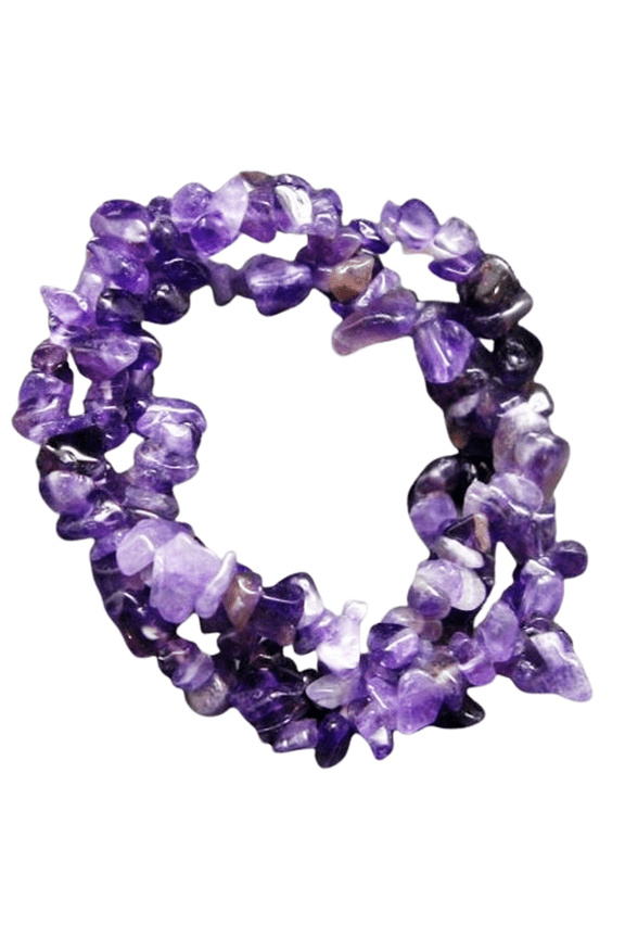 Natural Amethyst 5-8mm Nugget Chips Shape Smooth Cut Beads Stretchable Bracelet for Men & Women.