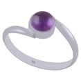 thumbnail image 1 of Natural Amethyst 6mm Cabochon Round Shape Gemstone in Beautiful Bypass Style Shank Handmade 925 Sterling Solid Silver Ring For Women, 1 of 2