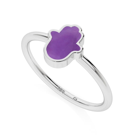 Natural Amethyst Ahimsa Hand Shape Rings in Sterling Silver for Women, February Birthstone Jewelry for Her Birthday, Wedding Anniversary, Christmas, Mothers Day