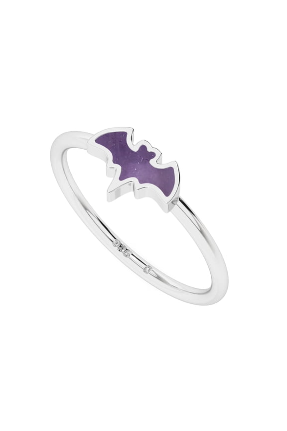 Natural Amethyst Bat Shape Rings in Sterling Silver for Women, February Birthstone Jewelry for Her Birthday, Wedding Anniversary, Christmas, Mothers Day