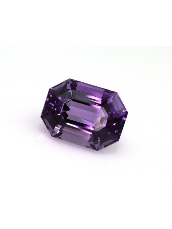 Natural Amethyst Bezel Set Necklace, Horizontal Pendant with Chain, Emerald Cut Pendant, Statement Necklace, Stacking Pendant, Birthstone