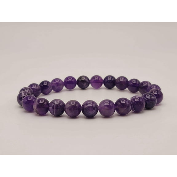 Natural Amethyst Bracelet, Handmade Semi Precious Gemstone 8mm