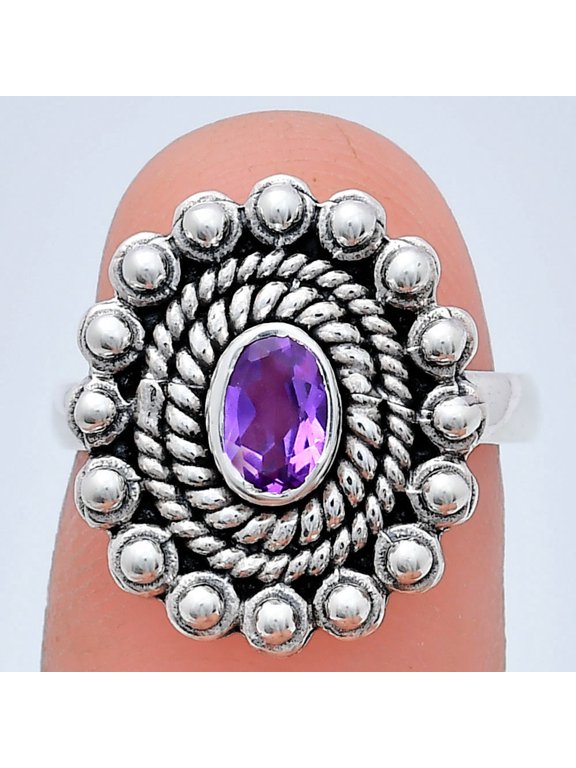 Natural Amethyst - Brazil 925 Sterling Silver Ring s.6 Jewelry R-1124 AGR1005_E_6