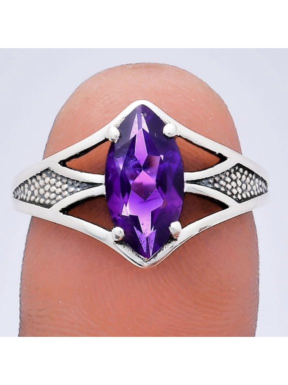 Natural Amethyst - Brazil 925 Sterling Silver Ring s.8 Jewelry R-1727 AGR1010_D_8