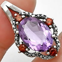 Natural Amethyst - Brazil & Garnet 925 Sterling Silver Pendant Jewelry DGP1012_A P-1114