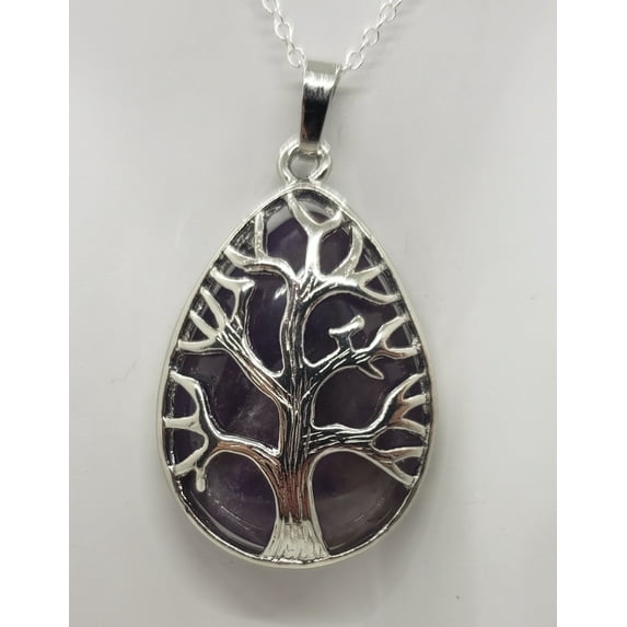 Natural Amethyst Chakra Tree Necklace
